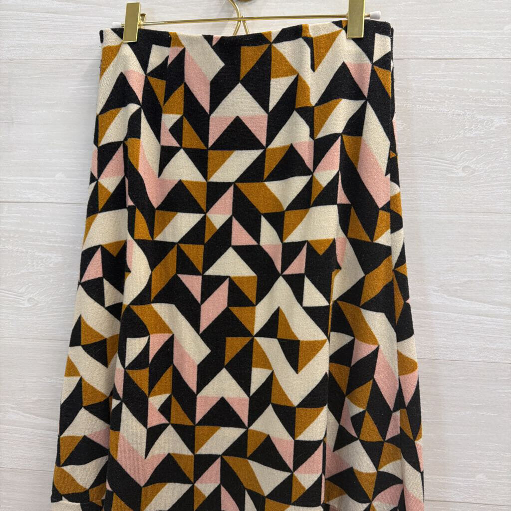 Maeve Black/ Beige/ Pink Geometric Print Knit Maxi Skirt Small