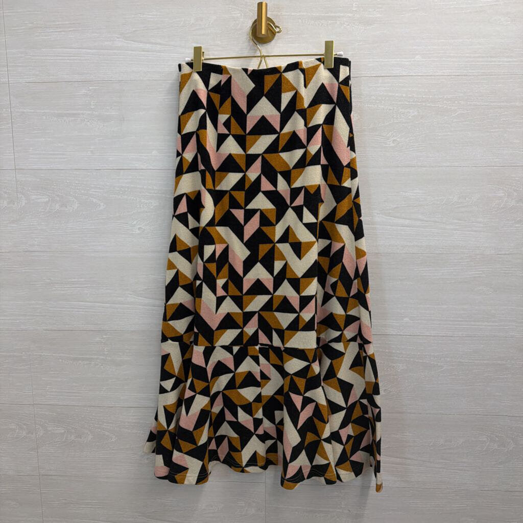 Maeve Black/ Beige/ Pink Geometric Print Knit Maxi Skirt Small
