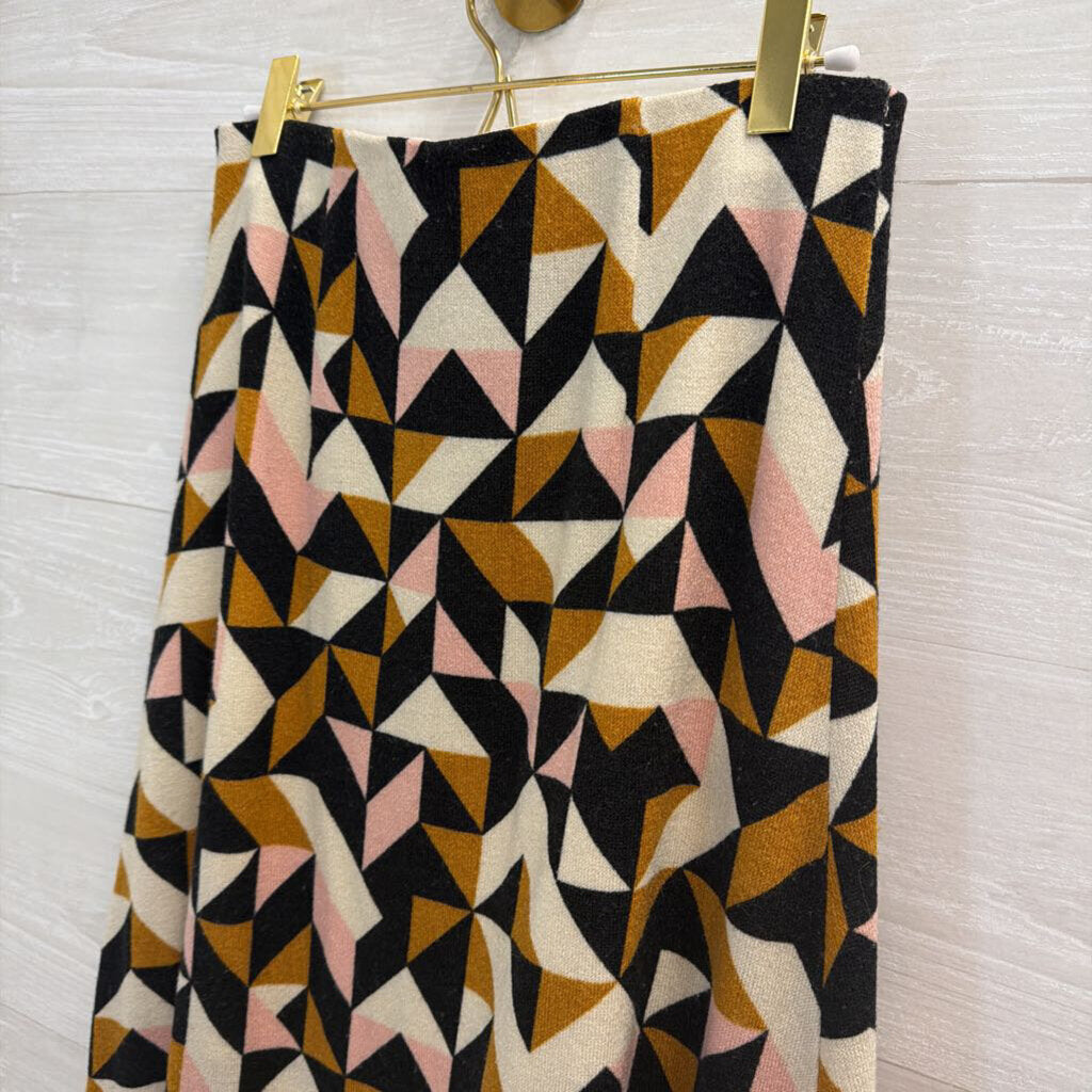 Maeve Black/ Beige/ Pink Geometric Print Knit Maxi Skirt Small