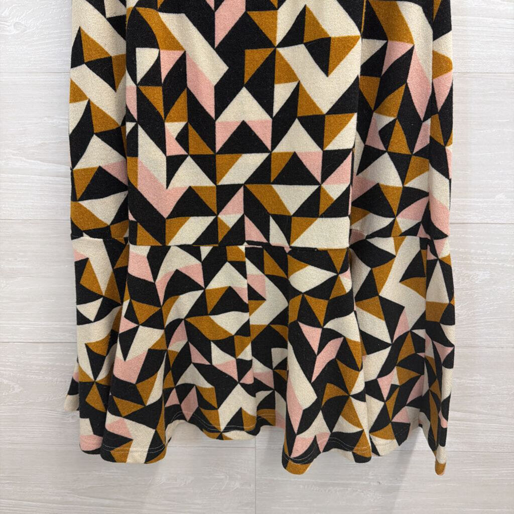 Maeve Black/ Beige/ Pink Geometric Print Knit Maxi Skirt Small