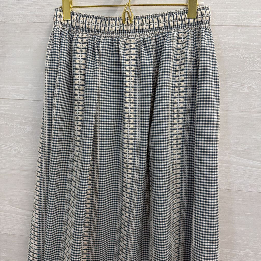 Max Studio White/ Blue Gingham Embroidered Maxi Skirt Small