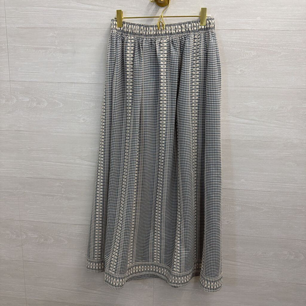 Max Studio White/ Blue Gingham Embroidered Maxi Skirt Small