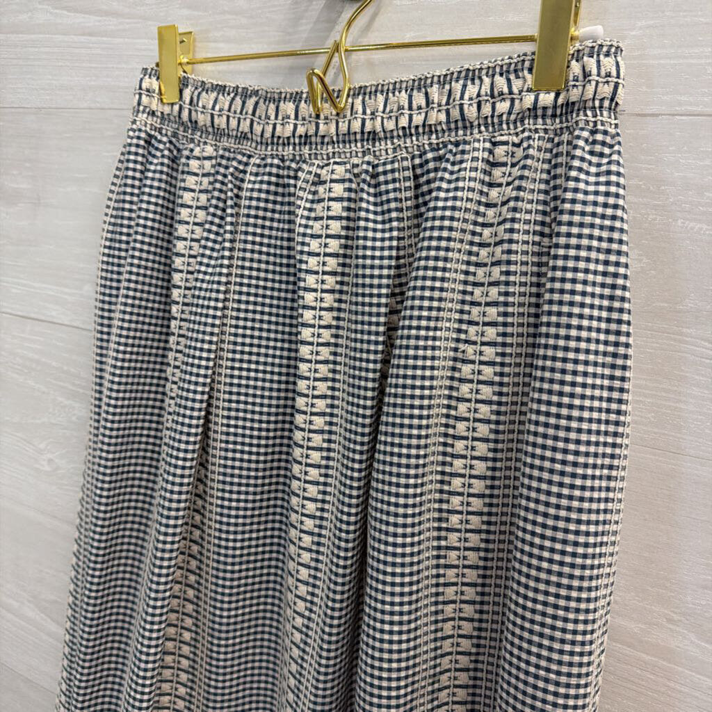 Max Studio White/ Blue Gingham Embroidered Maxi Skirt Small