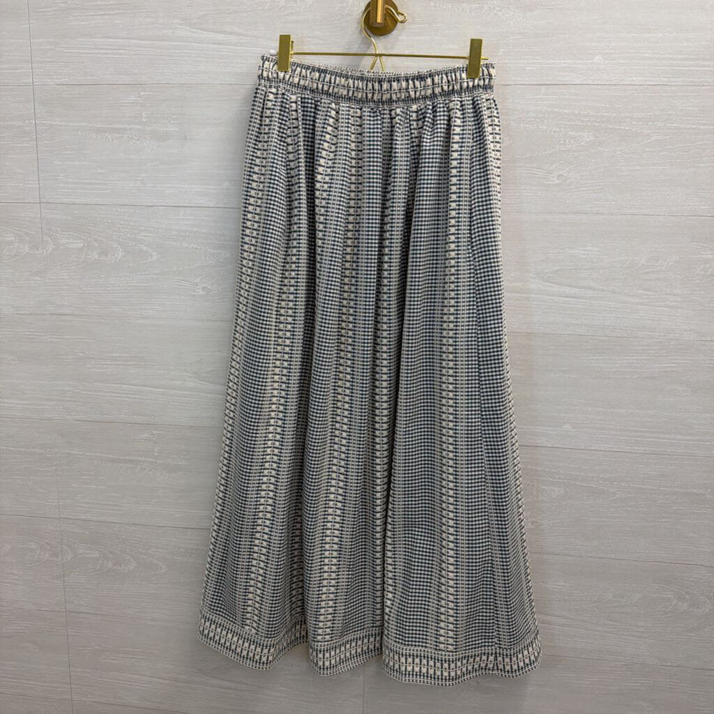 Max Studio White/ Blue Gingham Embroidered Maxi Skirt Small