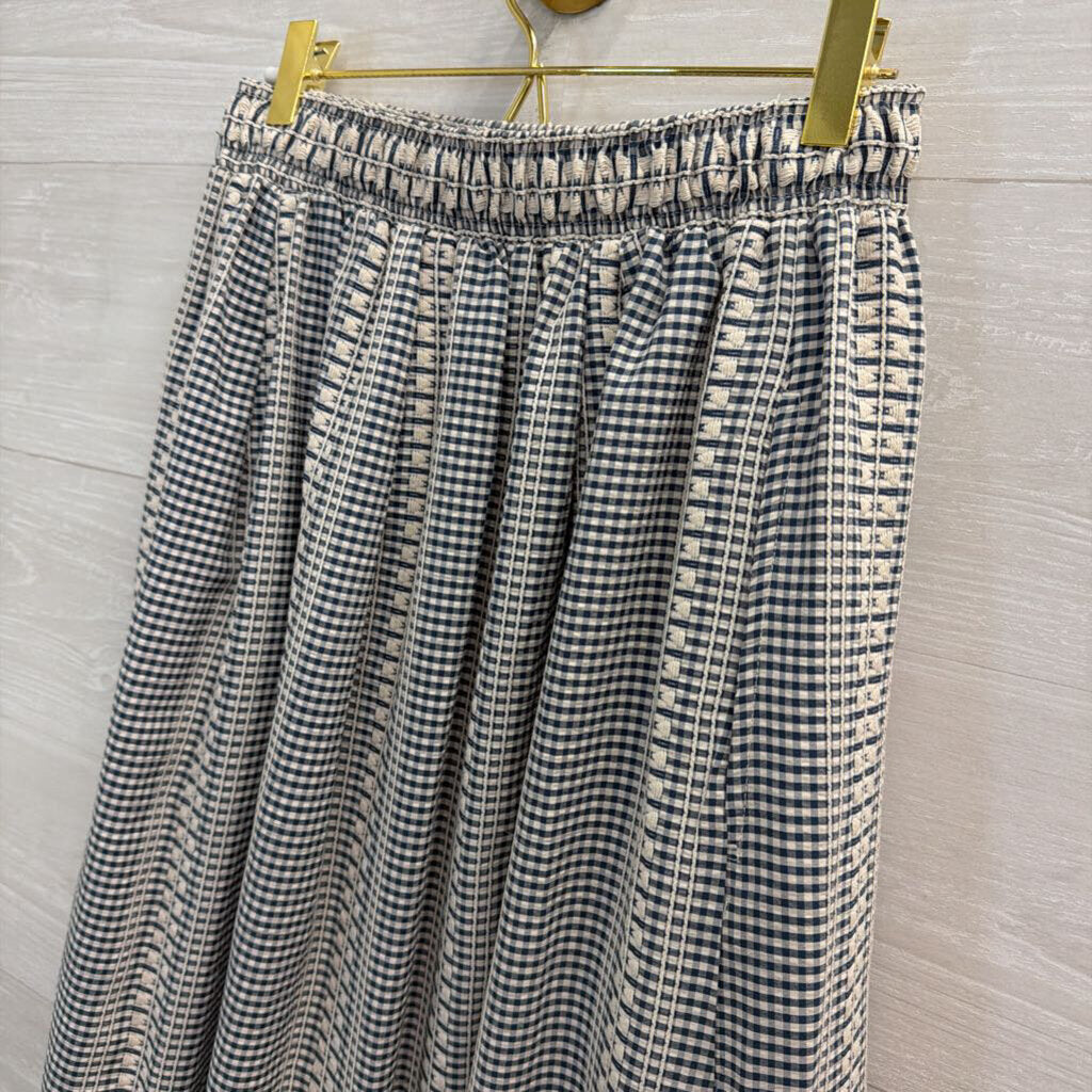 Max Studio White/ Blue Gingham Embroidered Maxi Skirt Small