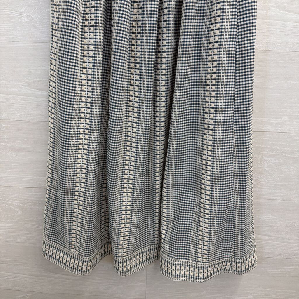 Max Studio White/ Blue Gingham Embroidered Maxi Skirt Small