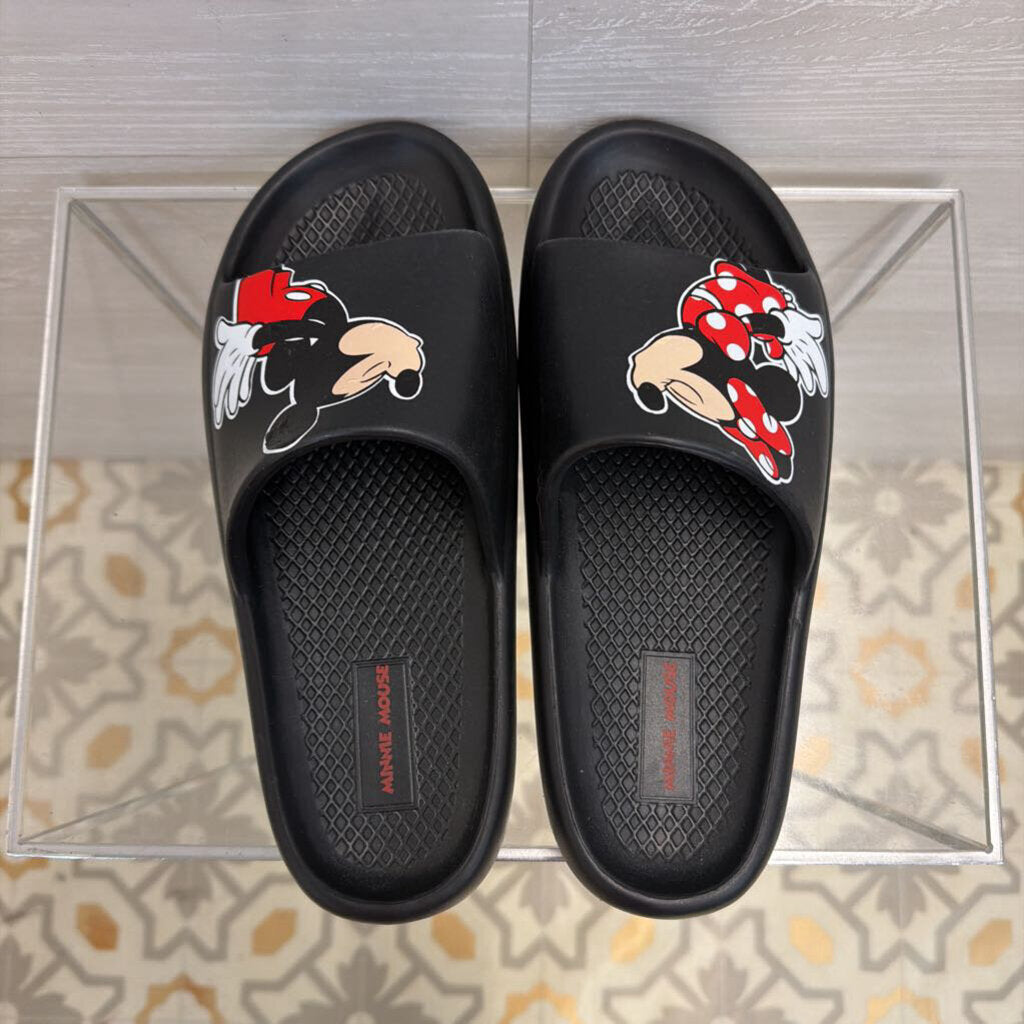 Minnie Mouse Black Slide Sandals 9