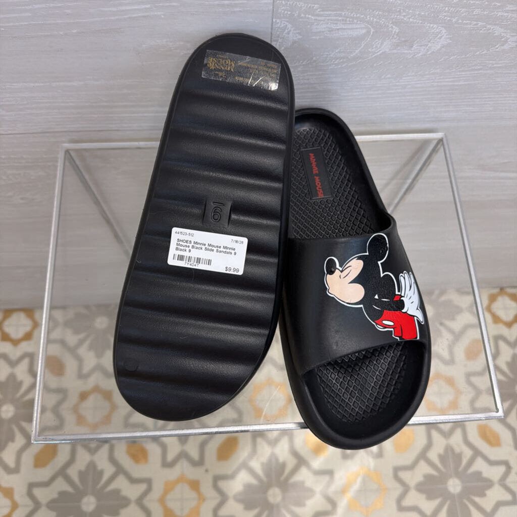 Minnie Mouse Black Slide Sandals 9