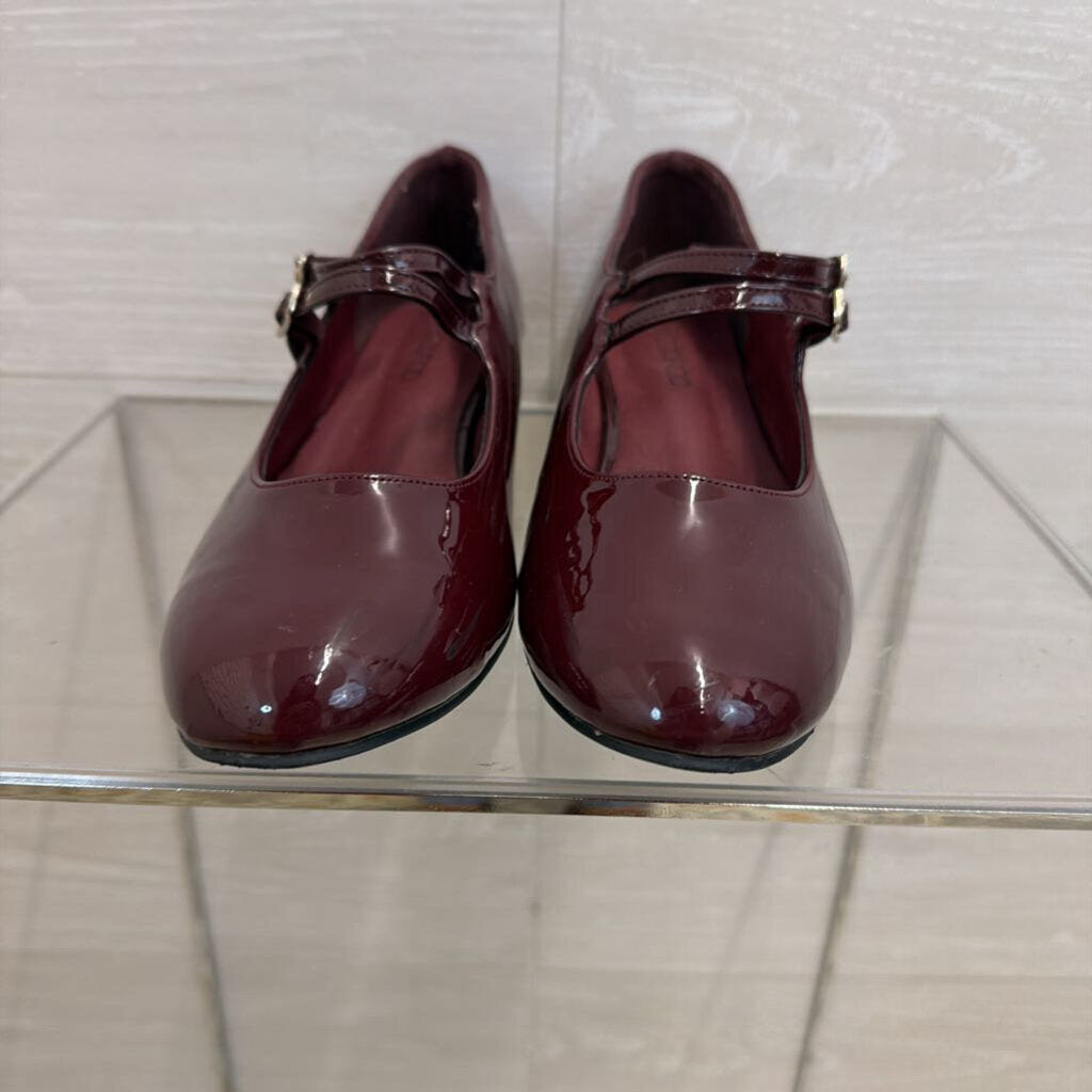 Boohoo Burgundy Patent Leather Mary Jane Shoes 40