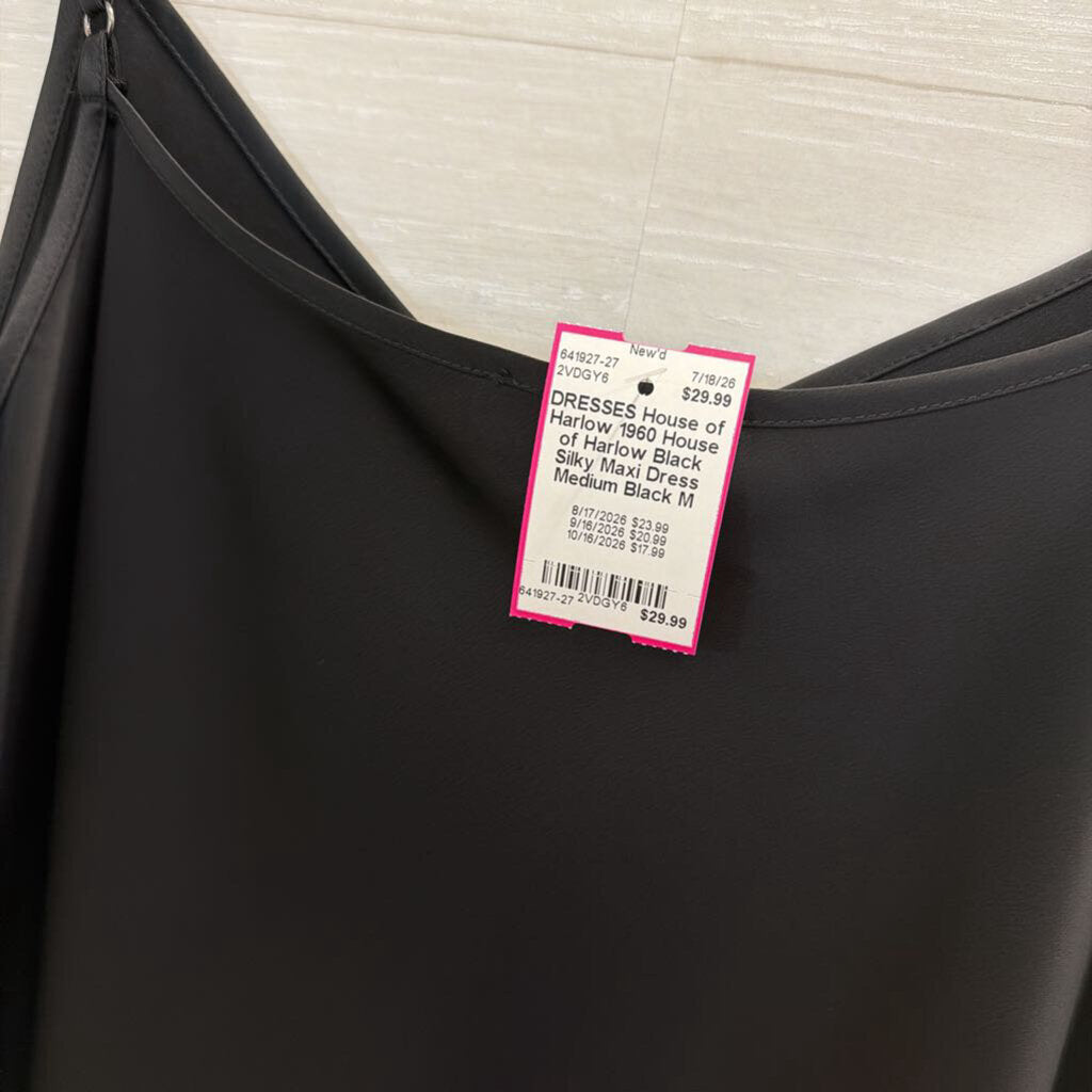 House of Harlow Black Silky Maxi Dress Medium