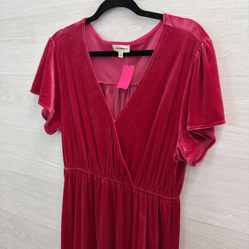 ee some Pink Velour Short Sleeve Maxi Dress Large