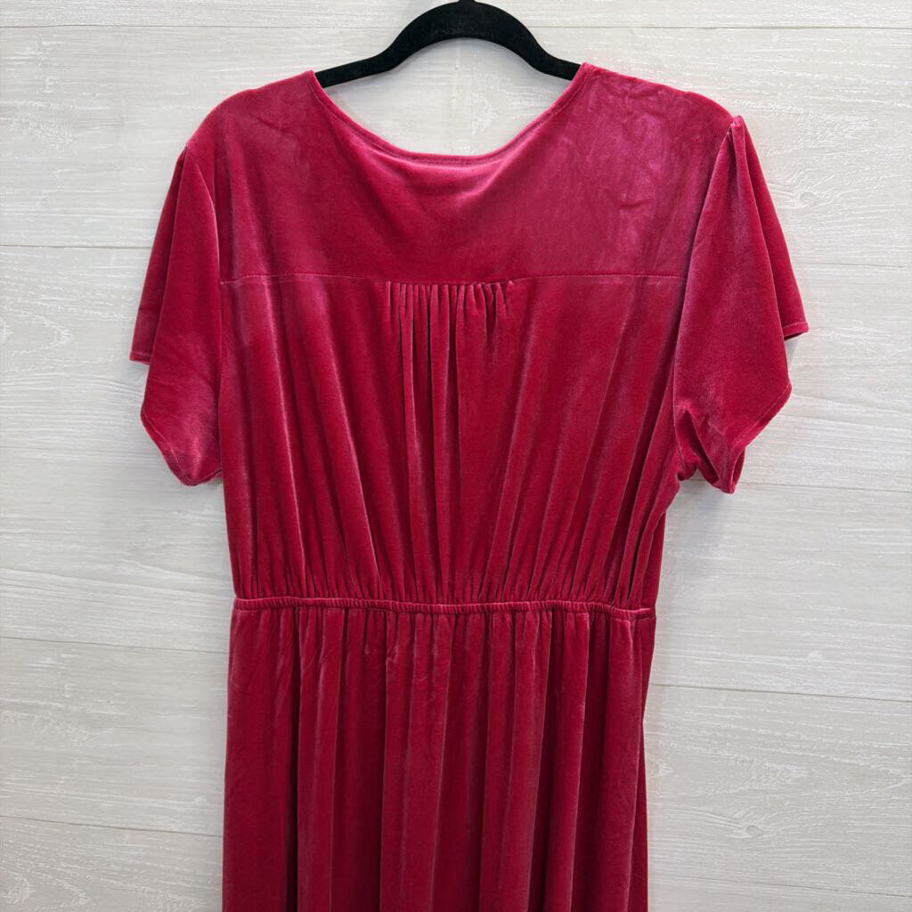ee some Pink Velour Short Sleeve Maxi Dress Large