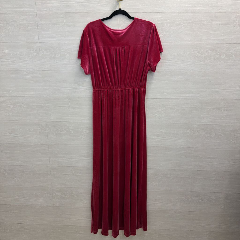 ee some Pink Velour Short Sleeve Maxi Dress Large