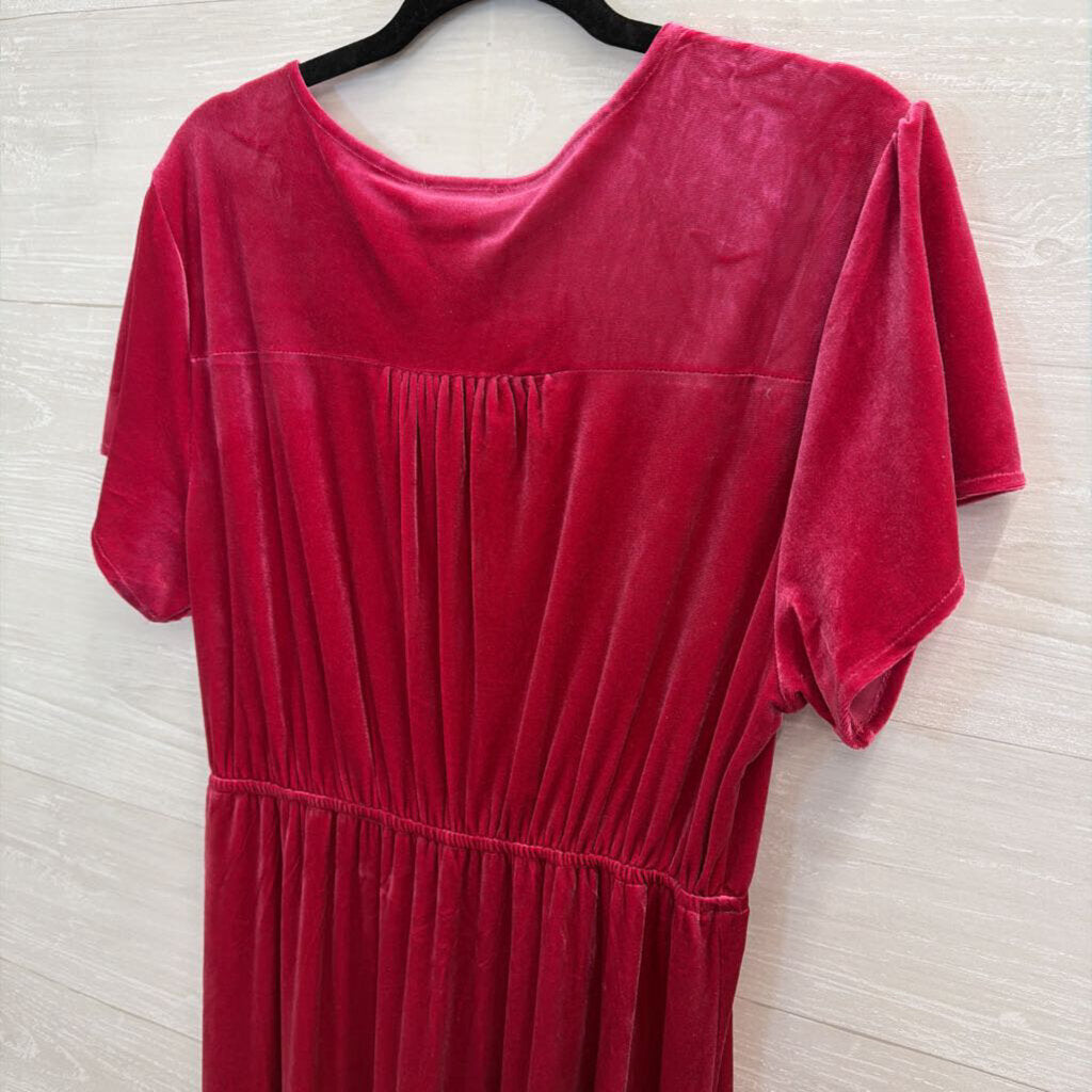 ee some Pink Velour Short Sleeve Maxi Dress Large
