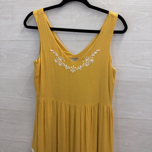 Joie Yellow/ White Embroidered Sleeveless Midi Dress 6
