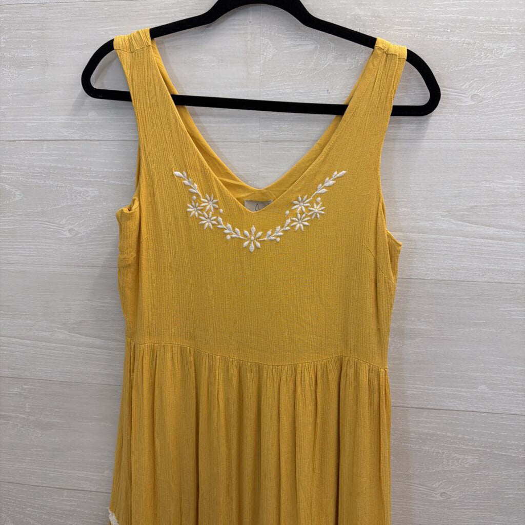 Joie Yellow/ White Embroidered Sleeveless Midi Dress 6