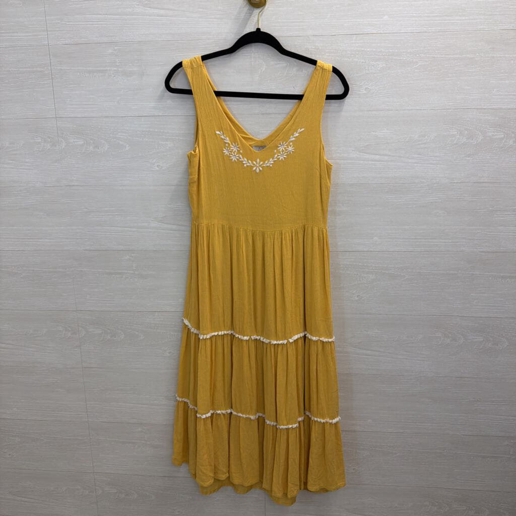 Joie Yellow/ White Embroidered Sleeveless Midi Dress 6
