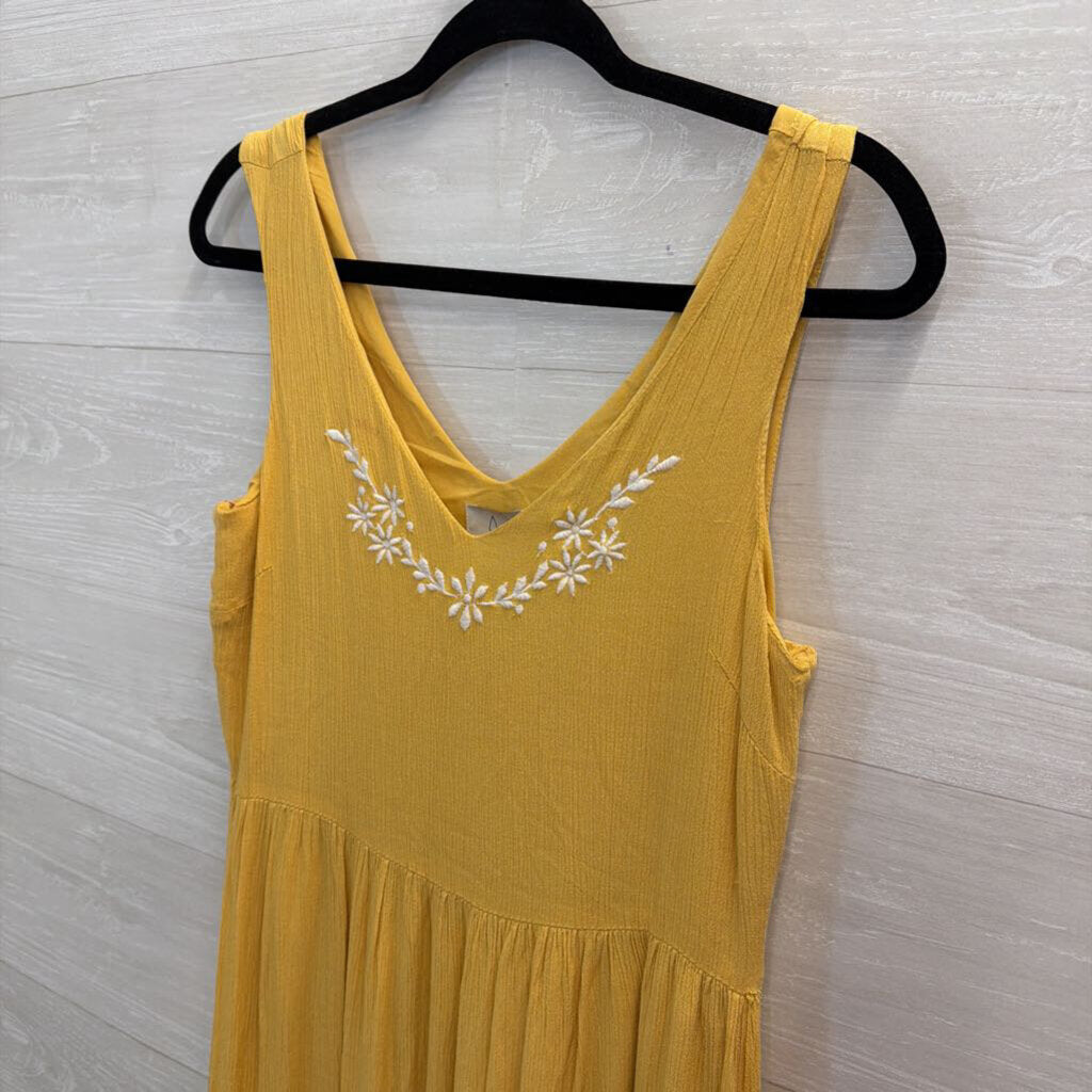 Joie Yellow/ White Embroidered Sleeveless Midi Dress 6