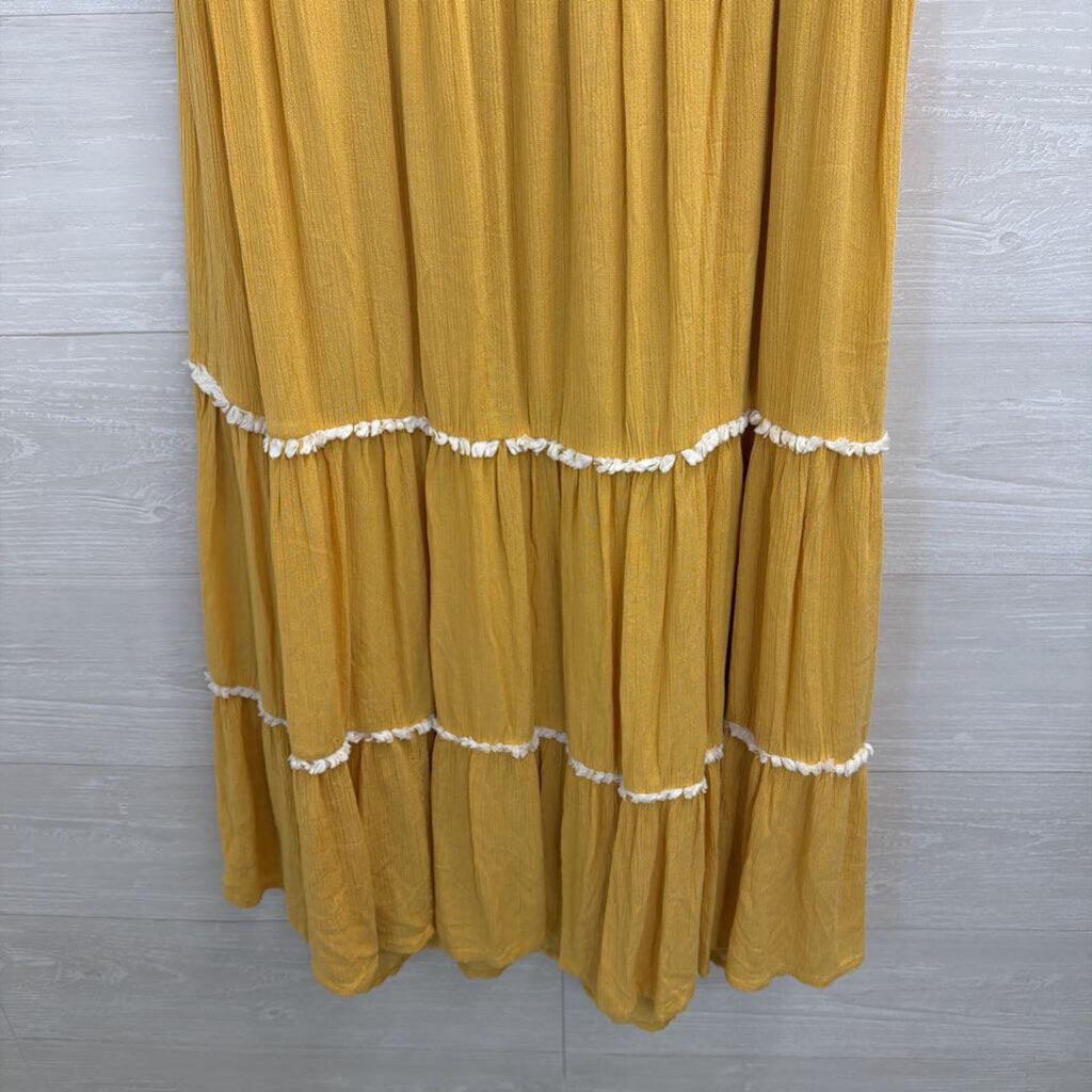 Joie Yellow/ White Embroidered Sleeveless Midi Dress 6
