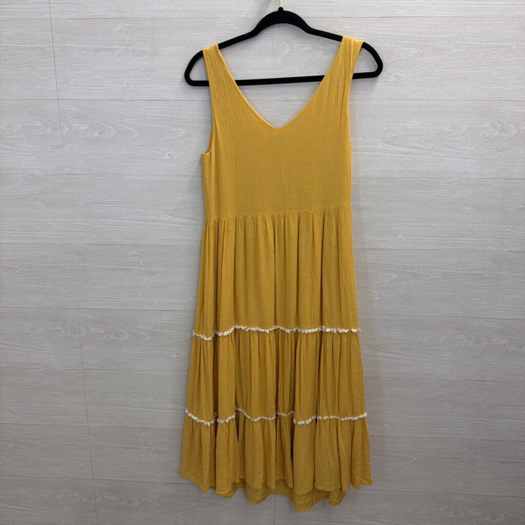 Joie Yellow/ White Embroidered Sleeveless Midi Dress 6