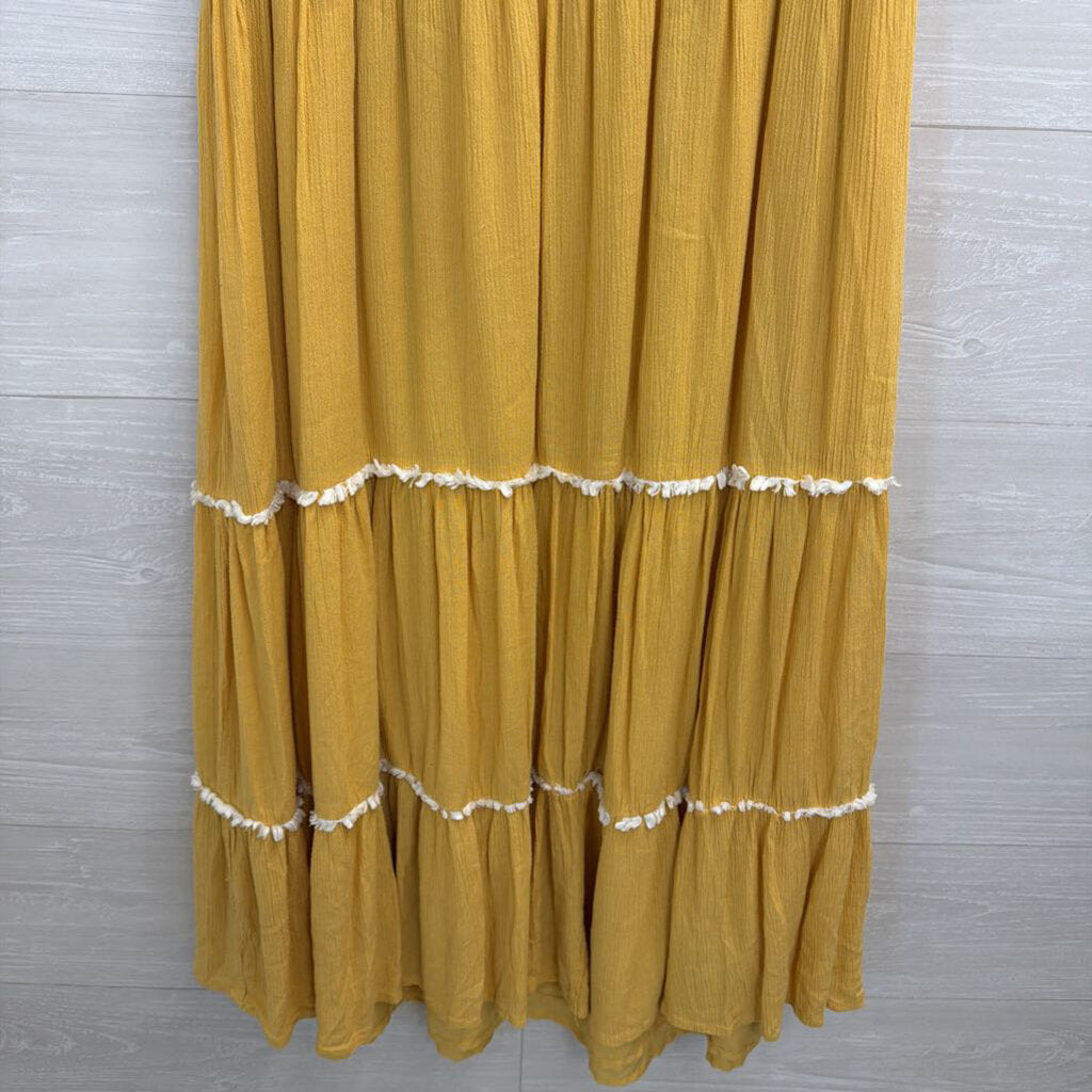 Joie Yellow/ White Embroidered Sleeveless Midi Dress 6