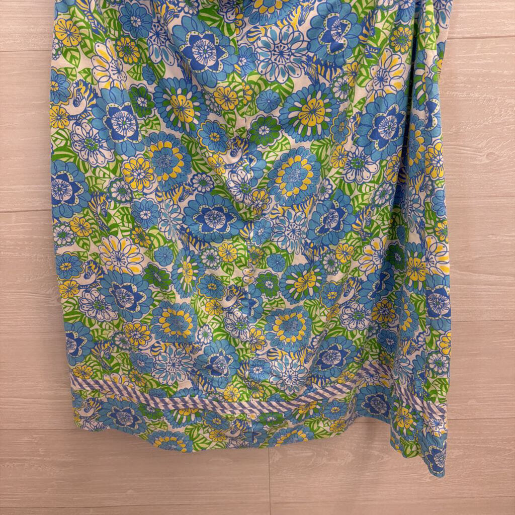 Lilly Pulitzer White/ Blue Print Halter Neck Dress 14