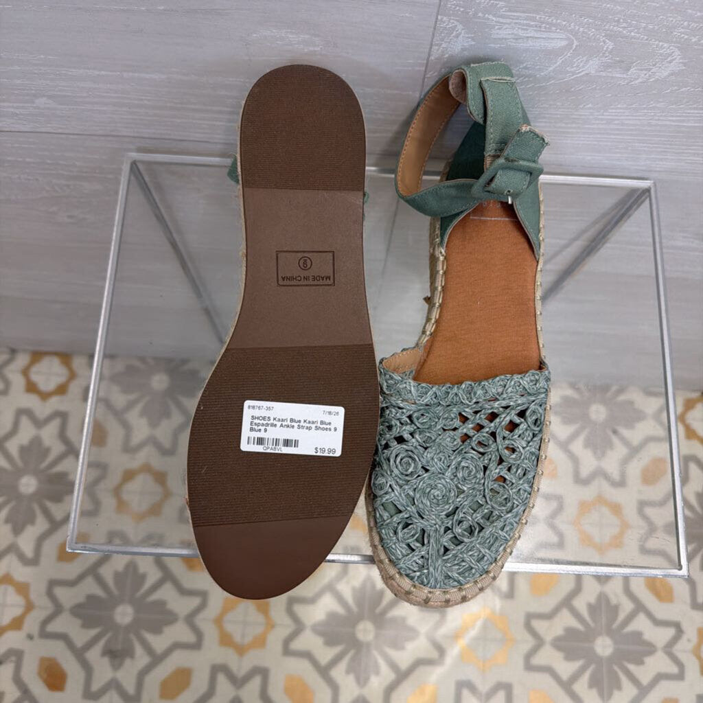 Kaari Blue Espadrille Ankle Strap Shoes 9