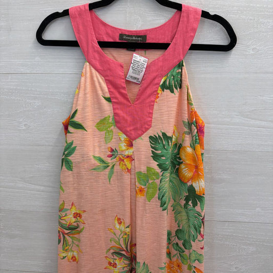 Tommy Bahama 100% Cotton Pink/ Multi Print Sleeveless Dress Medium
