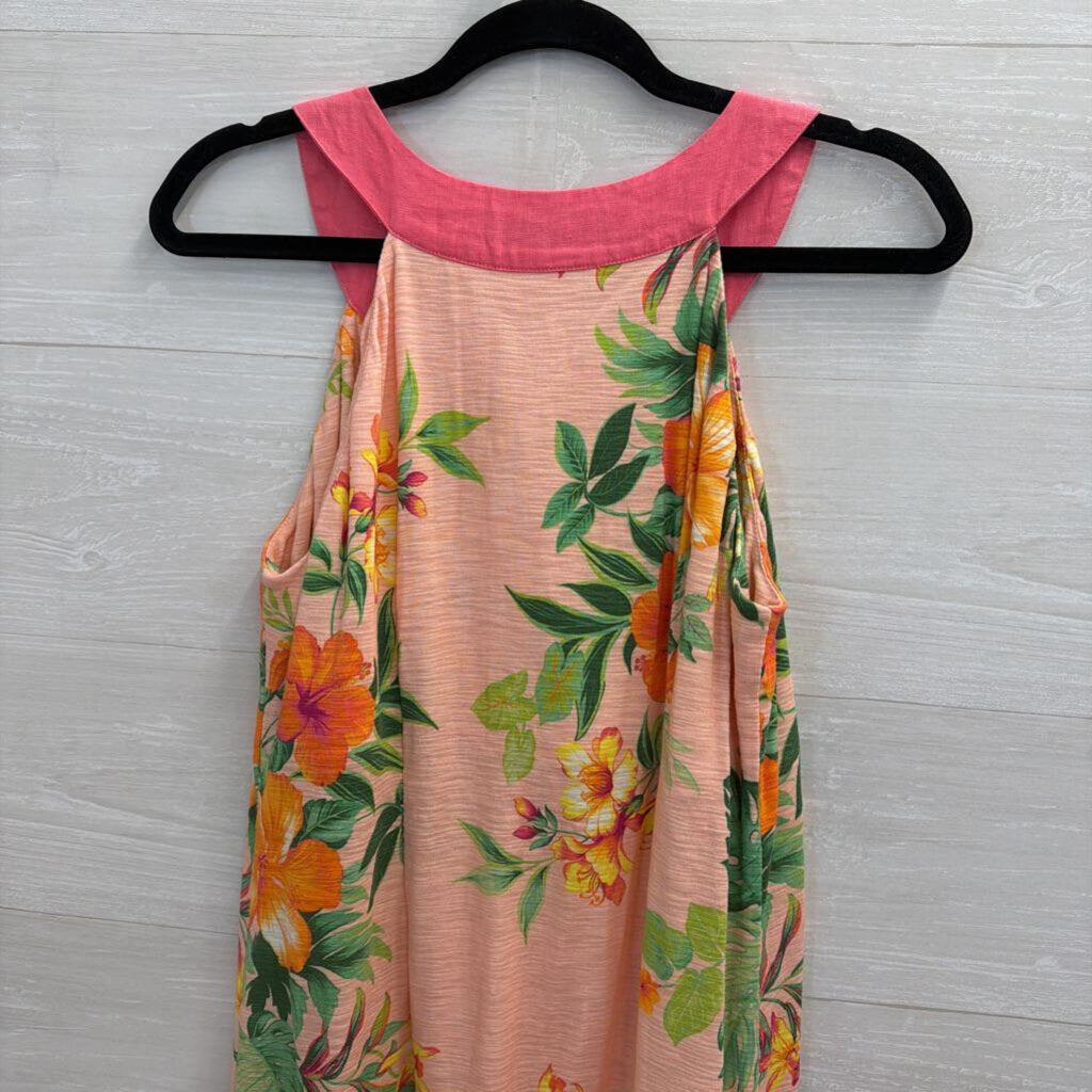 Tommy Bahama 100% Cotton Pink/ Multi Print Sleeveless Dress Medium