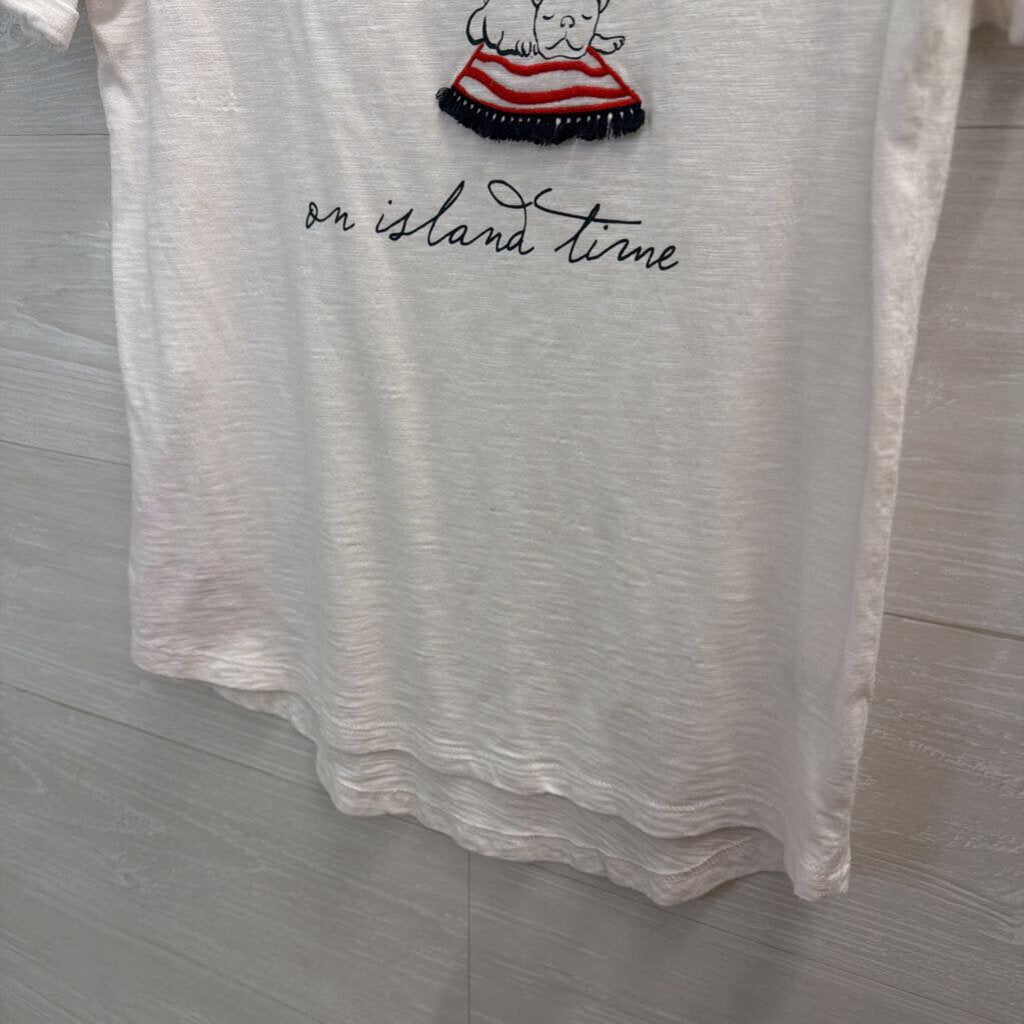 Talbots White 'On Island Time' Short Sleeve Top Small