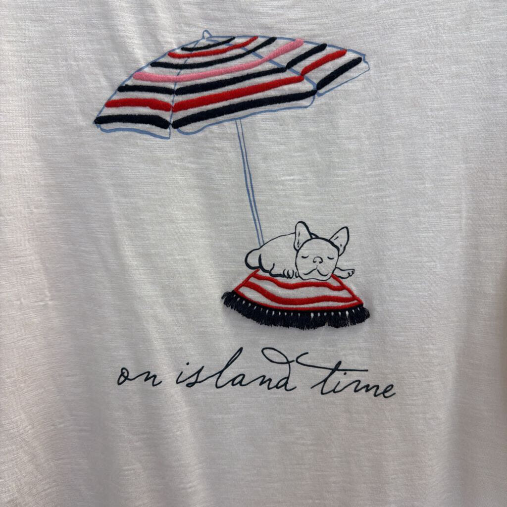 Talbots White 'On Island Time' Short Sleeve Top Small
