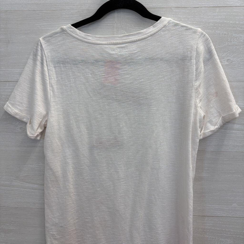 Talbots White 'On Island Time' Short Sleeve Top Small