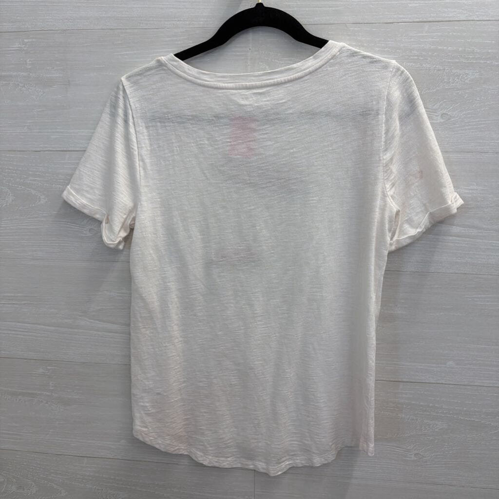 Talbots White 'On Island Time' Short Sleeve Top Small