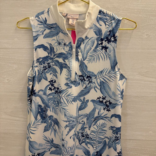 Tommy Bahama Golf White/ Blue Print Sleeveless Dress Medium