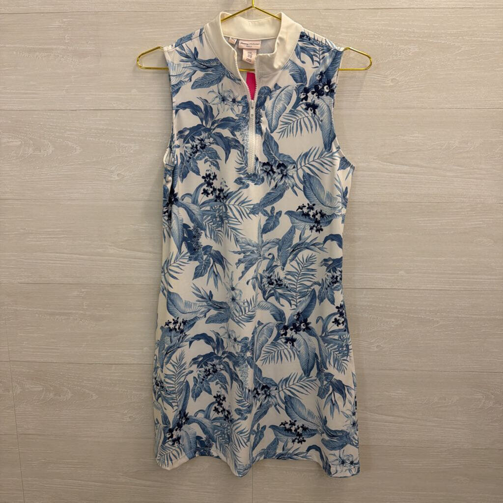Tommy Bahama Golf White/ Blue Print Sleeveless Dress Medium