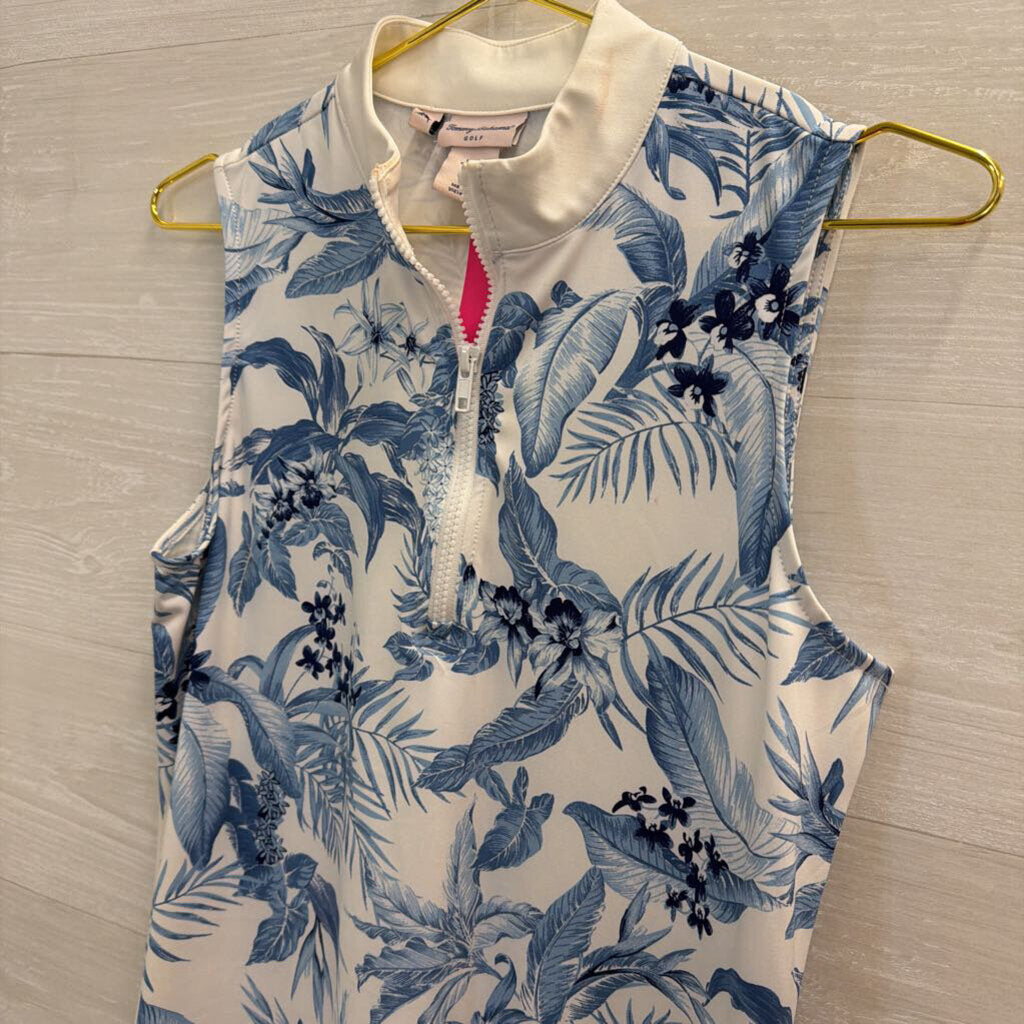 Tommy Bahama Golf White/ Blue Print Sleeveless Dress Medium