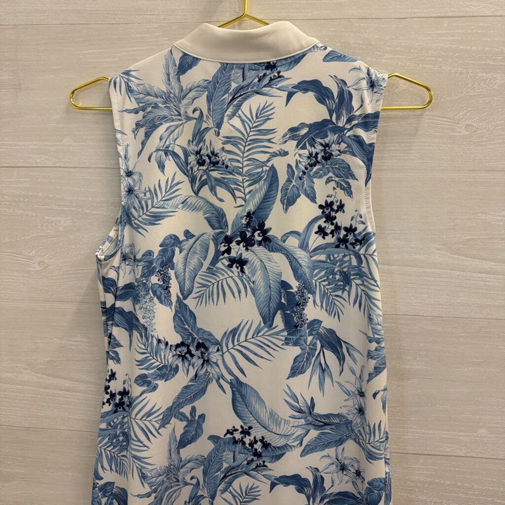 Tommy Bahama Golf White/ Blue Print Sleeveless Dress Medium