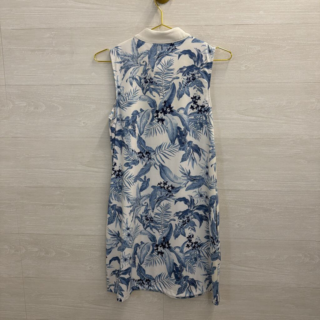Tommy Bahama Golf White/ Blue Print Sleeveless Dress Medium