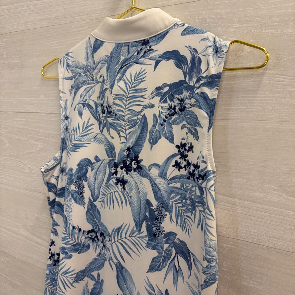 Tommy Bahama Golf White/ Blue Print Sleeveless Dress Medium