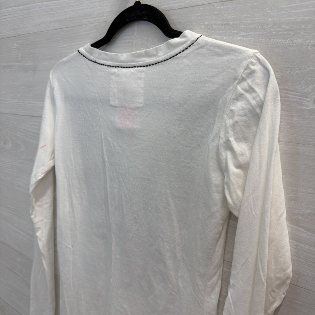 Cattlelac Ranch White/ Red Embroidered Print Long Sleeve Top Small