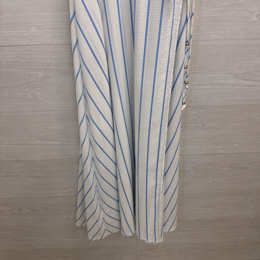 Calvin Klein White/ Blue Striped Sleeveless Midi Dress 2