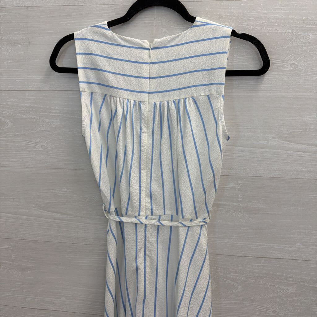 Calvin Klein White/ Blue Striped Sleeveless Midi Dress 2