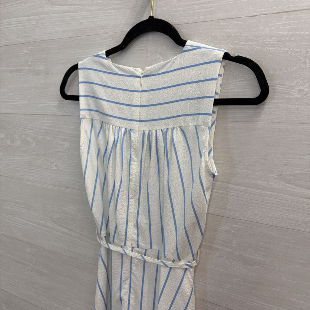 Calvin Klein White/ Blue Striped Sleeveless Midi Dress 2