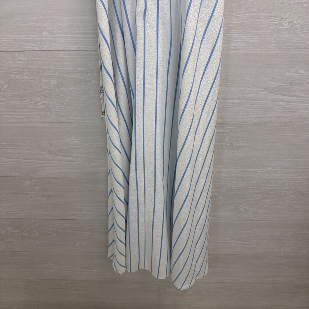 Calvin Klein White/ Blue Striped Sleeveless Midi Dress 2