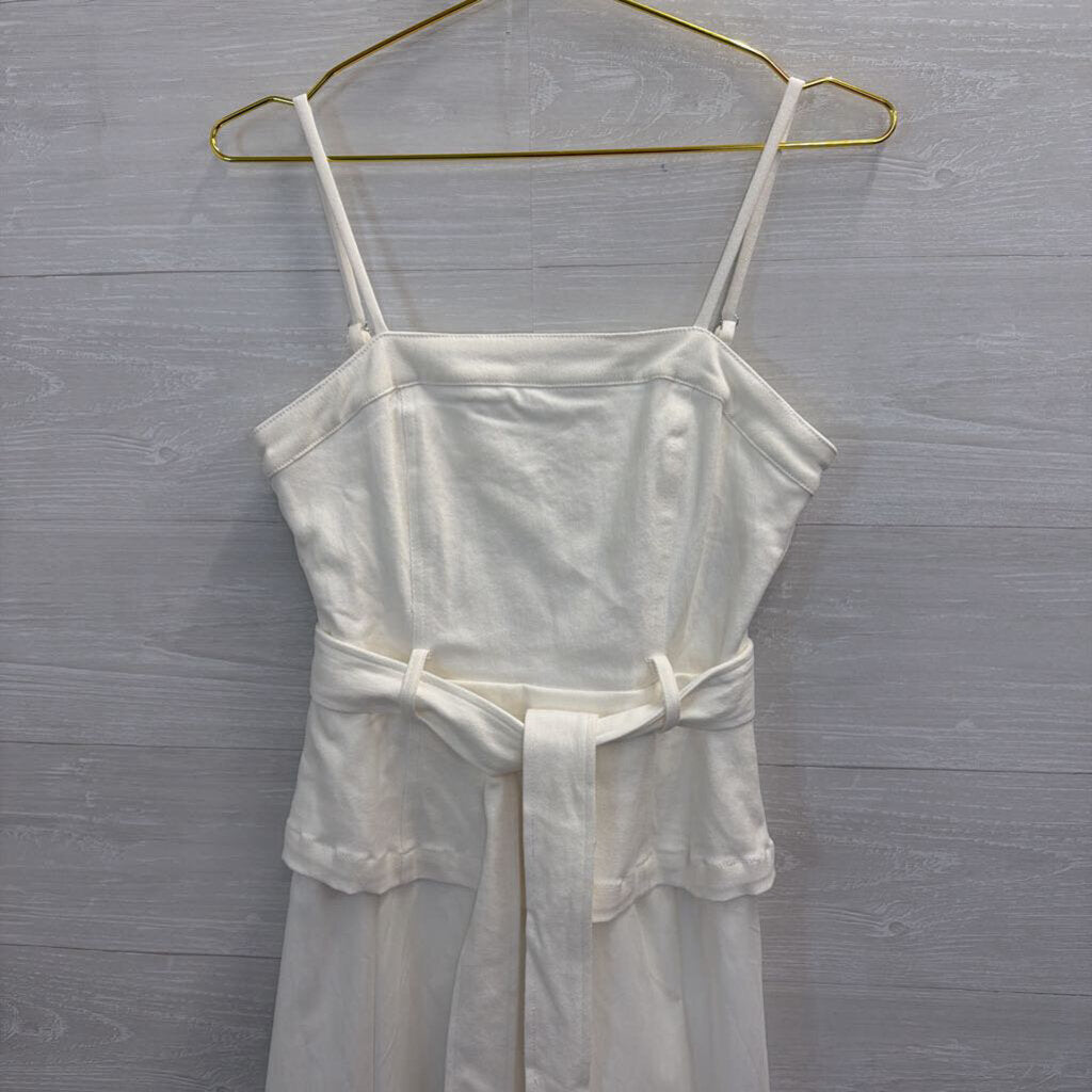 En Saison White Peplum Tie Waist Maxi Dress Extra Small