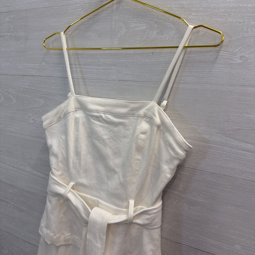 En Saison White Peplum Tie Waist Maxi Dress Extra Small