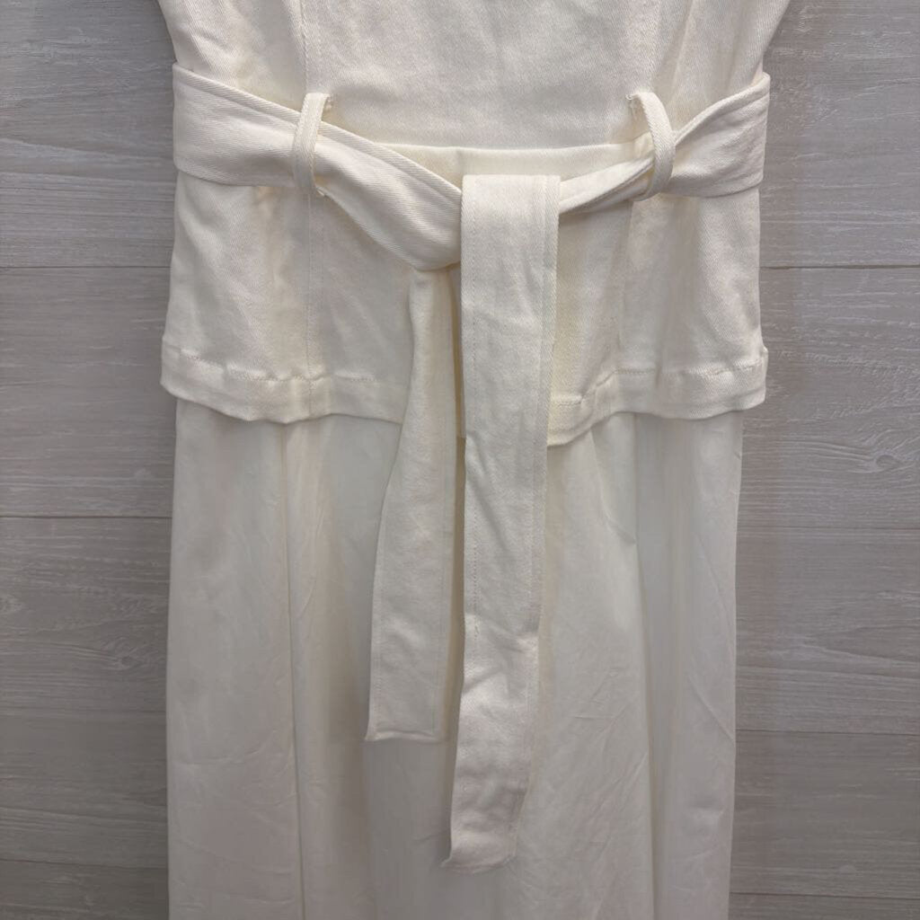 En Saison White Peplum Tie Waist Maxi Dress Extra Small