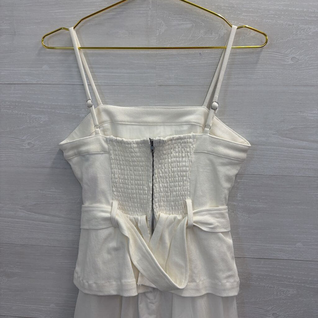 En Saison White Peplum Tie Waist Maxi Dress Extra Small