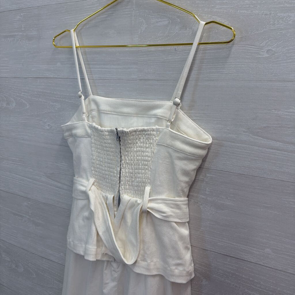 En Saison White Peplum Tie Waist Maxi Dress Extra Small