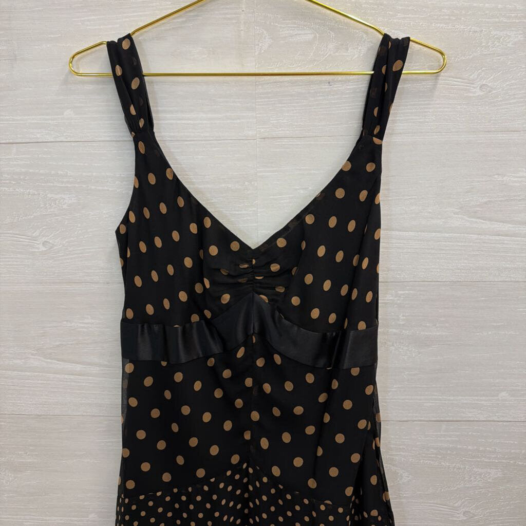 BCBG Black/ Beige Polka Dot Midi Dress 6